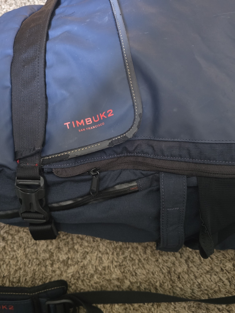 Timbuk2 Navy Blue Messenger Bag with Red Logo